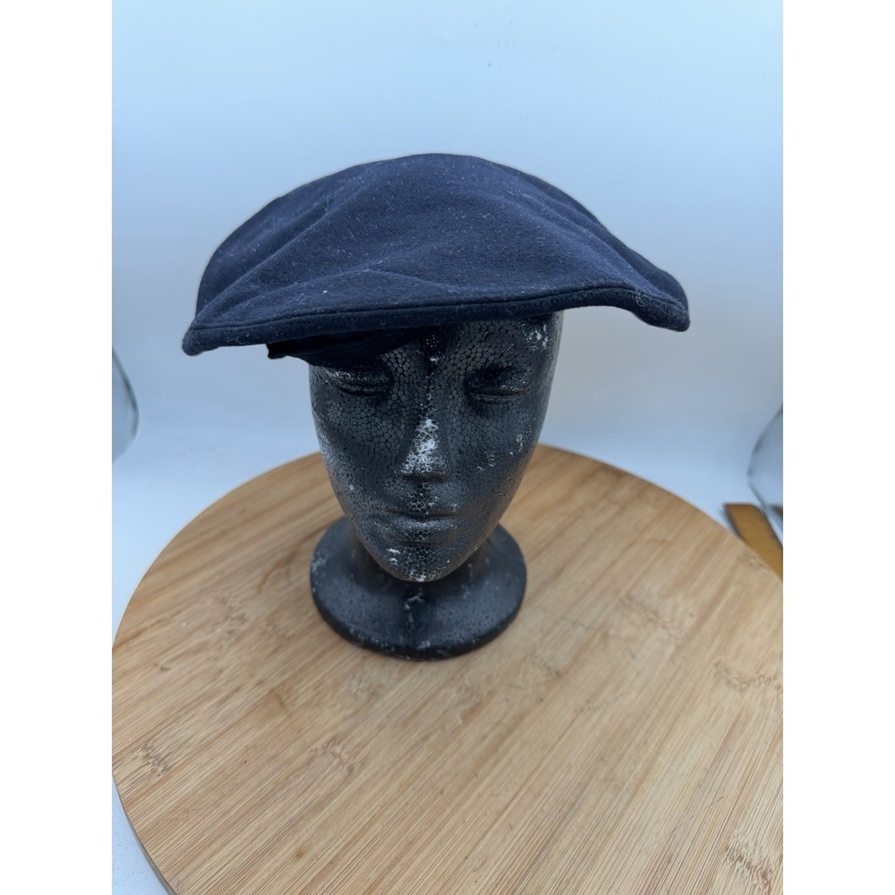 Beret Academy Blue with Leather‎ Sweatband Size 7 1/2" All Wool Lined